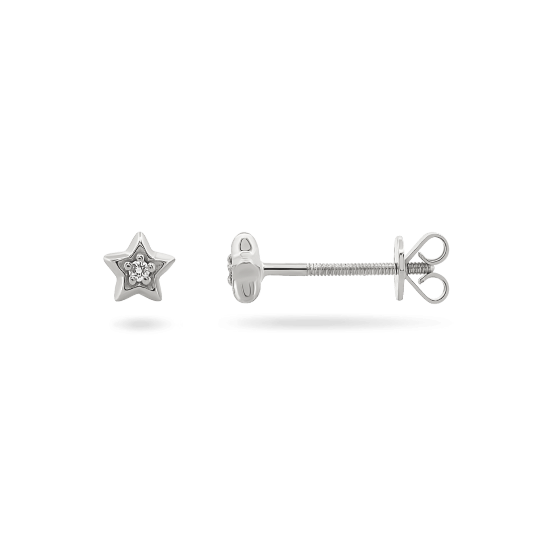 14K Skylar Star Diamond Studs (Sample Sale) Earrings IceLink-CAL 14K White Gold  